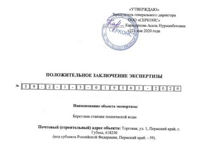 Положительное заключение экспертизы ОАО «Губахинский кокс»